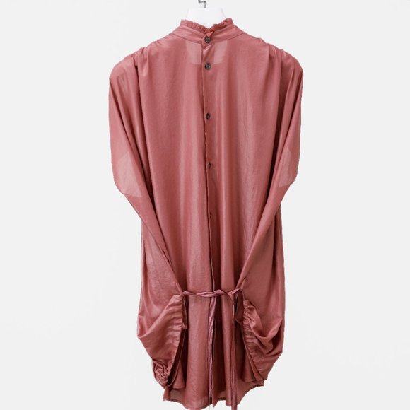 Ann Demeulemeester Dusty Rose Pleated Ruffle Top - Picture 2 of 11
